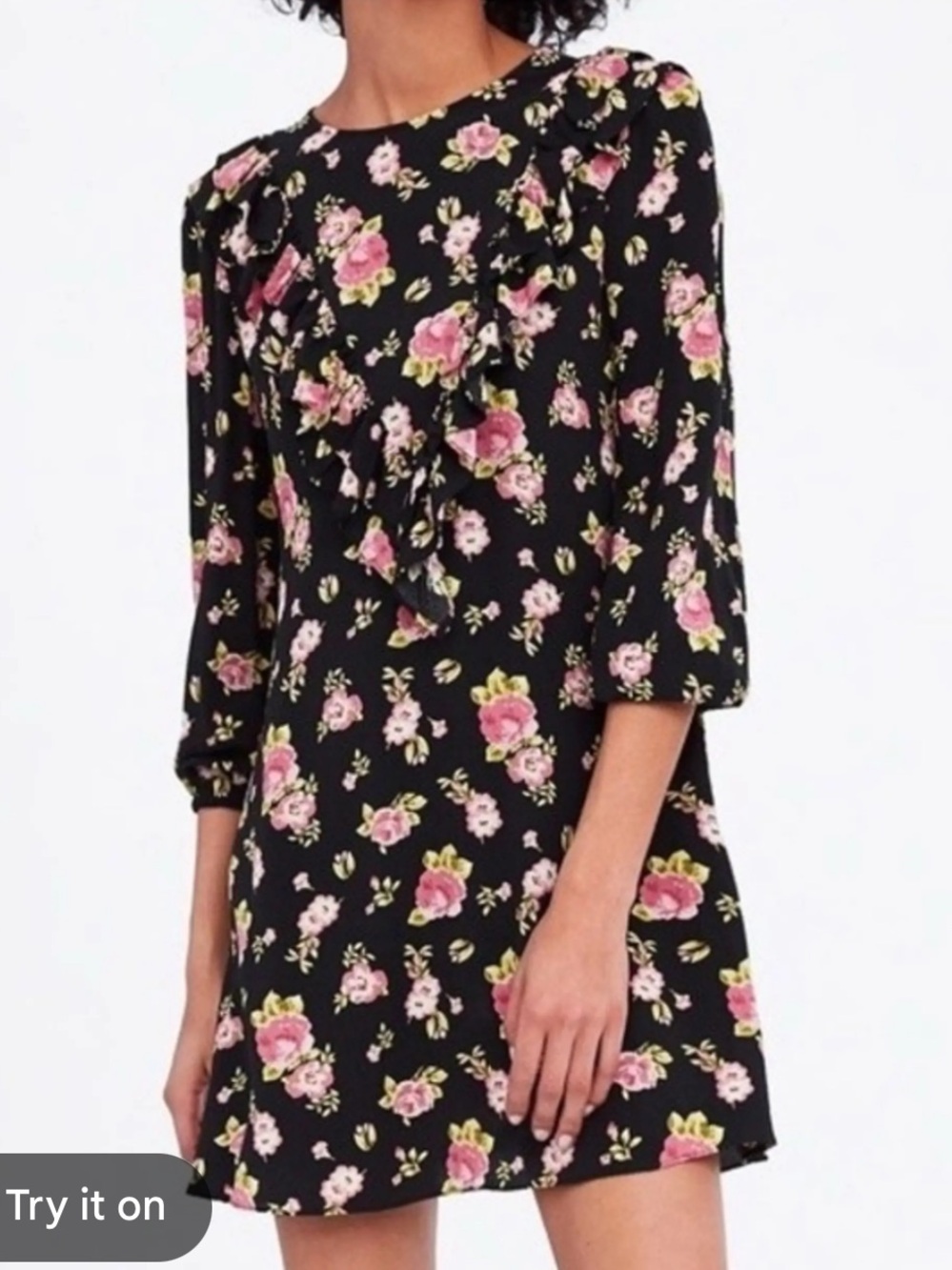 Zara Floral 100% viscose Printed Mini Dress. M